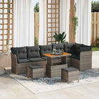 Garden Lounge Set 9 pcs Grey poly rattan