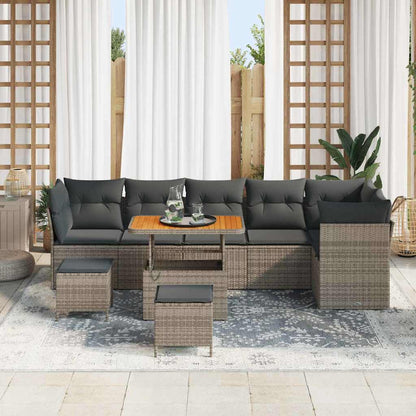 Tuinbankenset 9 pcs Grijs poly rattan