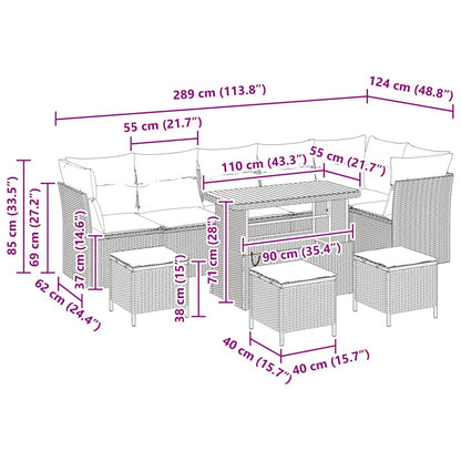 Tuinbankenset 10 pcs Beige poly rattan