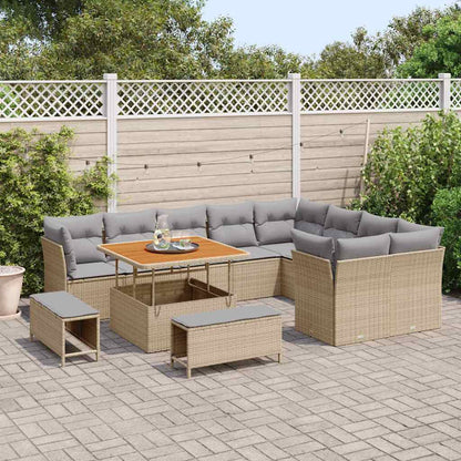 Tuinbankenset 12 pcs Beige poly rattan