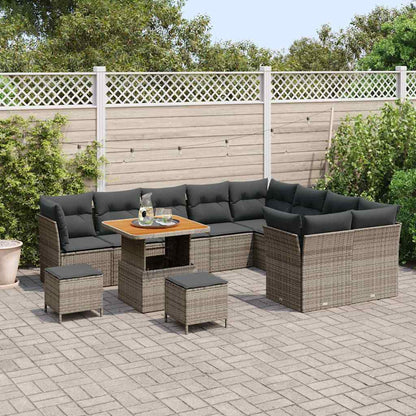 Tuinbankenset 12 pcs Grijs poly rattan
