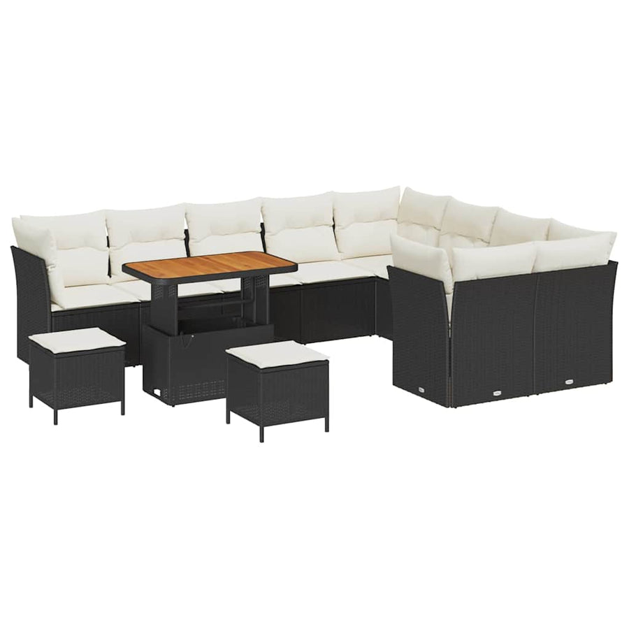 Tuinbankenset 12 pcs Zwart poly rattan