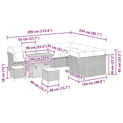 Tuinbankenset 12 pcs Zwart poly rattan