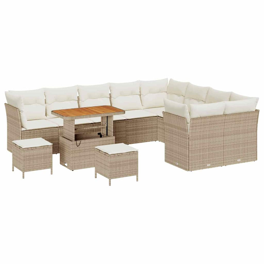Tuinbankenset 12 pcs Beige poly rattan