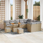 Garden bench set 12 pcs Beige poly rattan