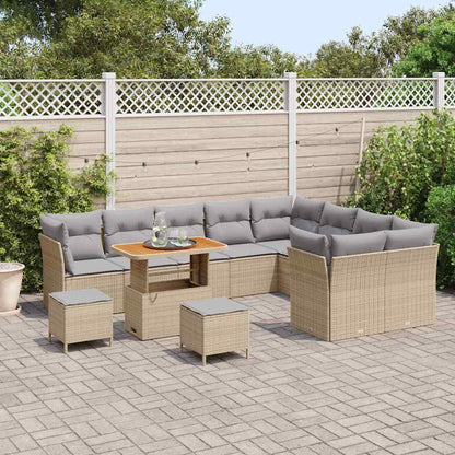 Tuinbankenset 12 pcs Beige poly rattan
