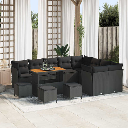 Tuinbankenset 13 pcs Zwart poly rattan