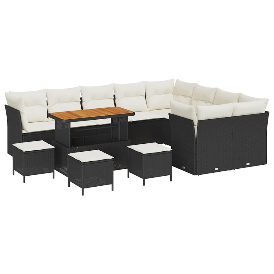 Tuinbankenset 13 pcs Zwart poly rattan