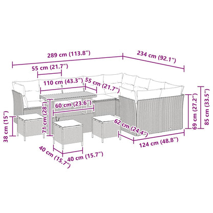 Tuinbankenset 13 pcs Zwart poly rattan
