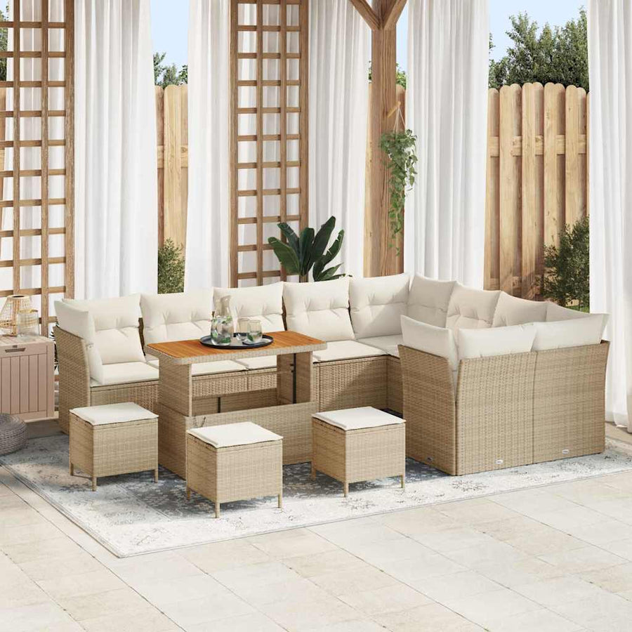 Tuinbankenset 13 pcs Beige poly rattan