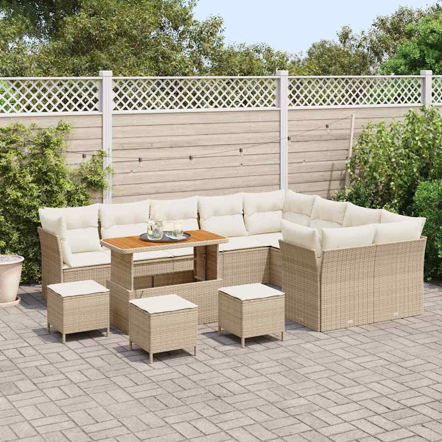 Tuinbankenset 13 pcs Beige poly rattan