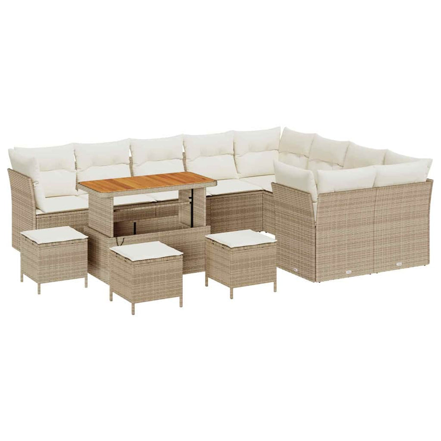 Tuinbankenset 13 pcs Beige poly rattan