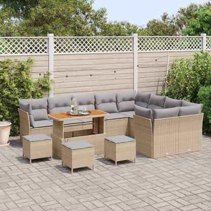 Tuinbankenset 13 pcs Beige poly rattan