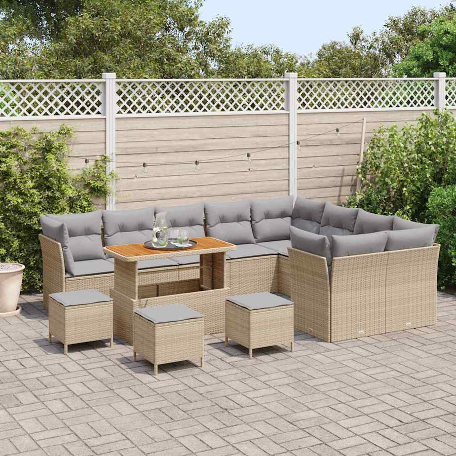 Tuinbankenset 13 pcs Beige poly rattan