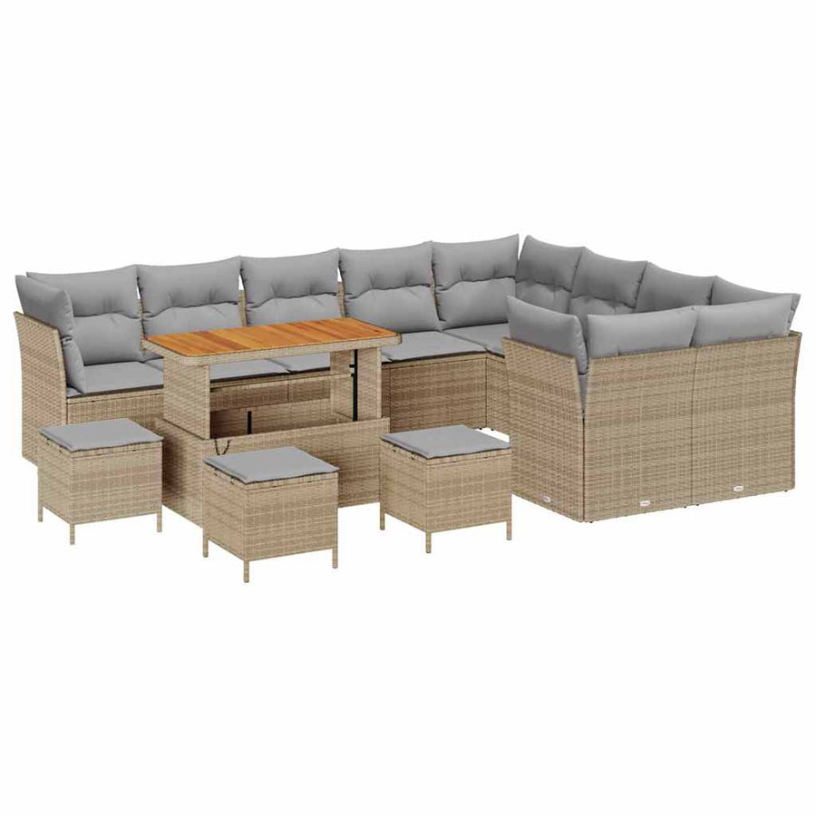 Tuinbankenset 13 pcs Beige poly rattan