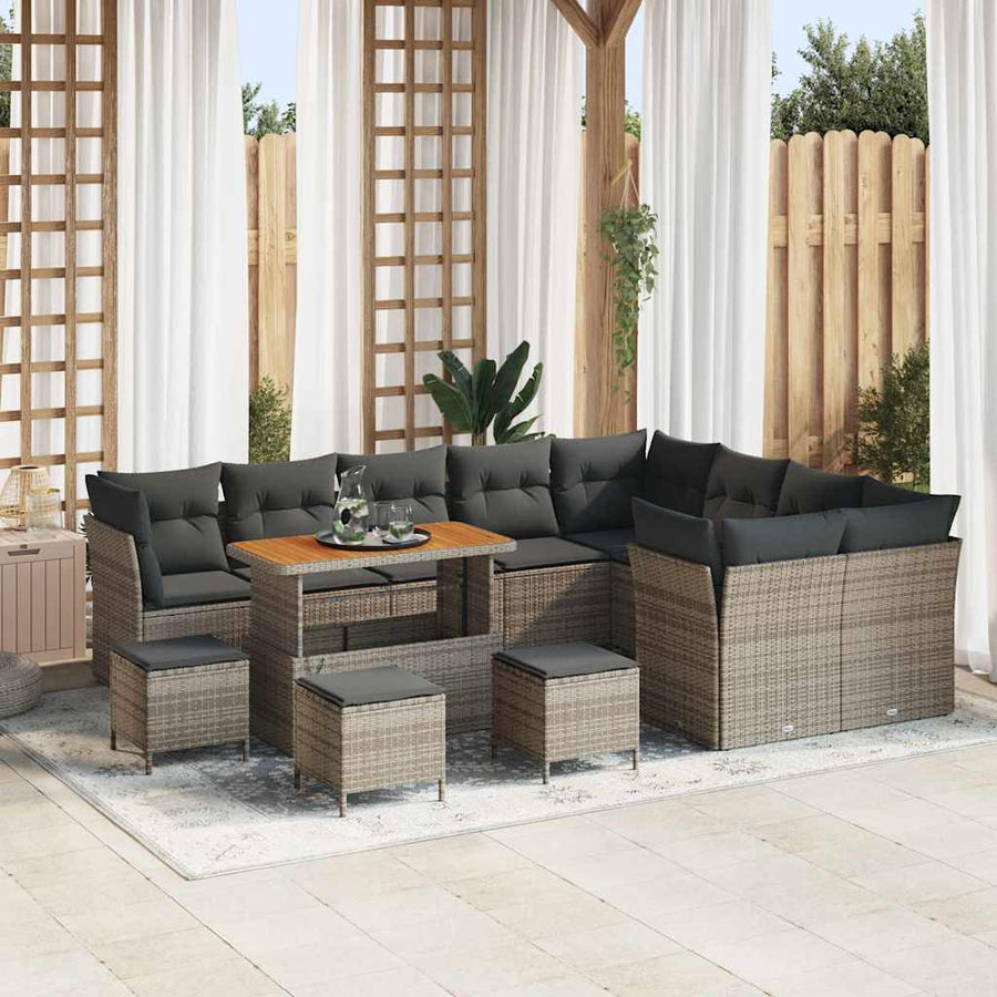 Tuinbankenset 13 pcs Grijs poly rattan