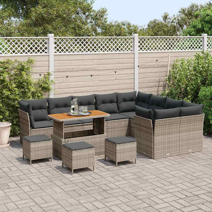 Tuinbankenset 13 pcs Grijs poly rattan