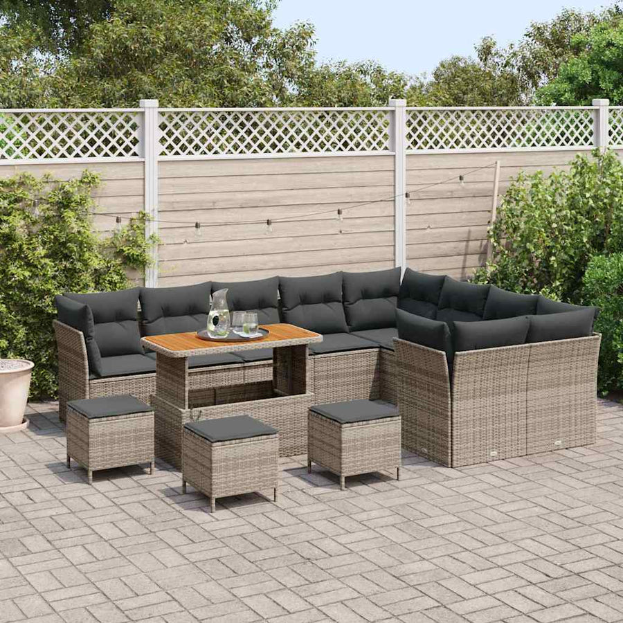 Tuinbankenset 13 pcs Grijs poly rattan