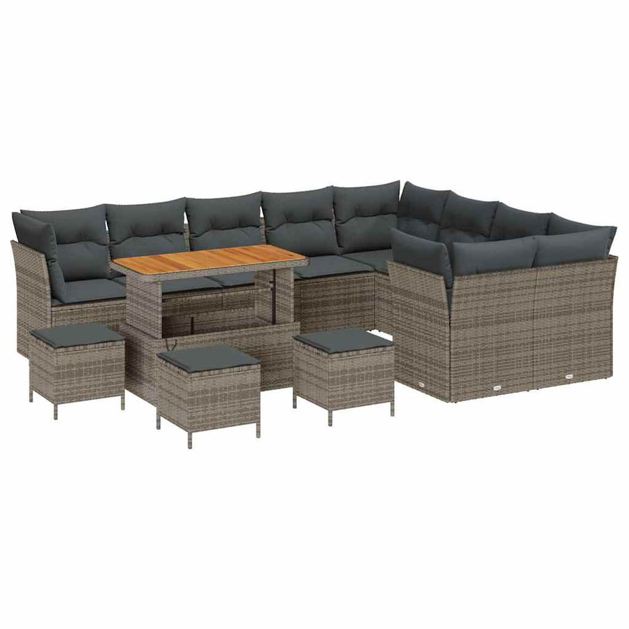 Tuinbankenset 13 pcs Grijs poly rattan