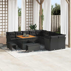 Tuinbankenset poly rattan zwart 13-delig