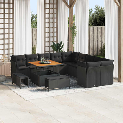 Tuinbankenset 13 pcs Zwart poly rattan