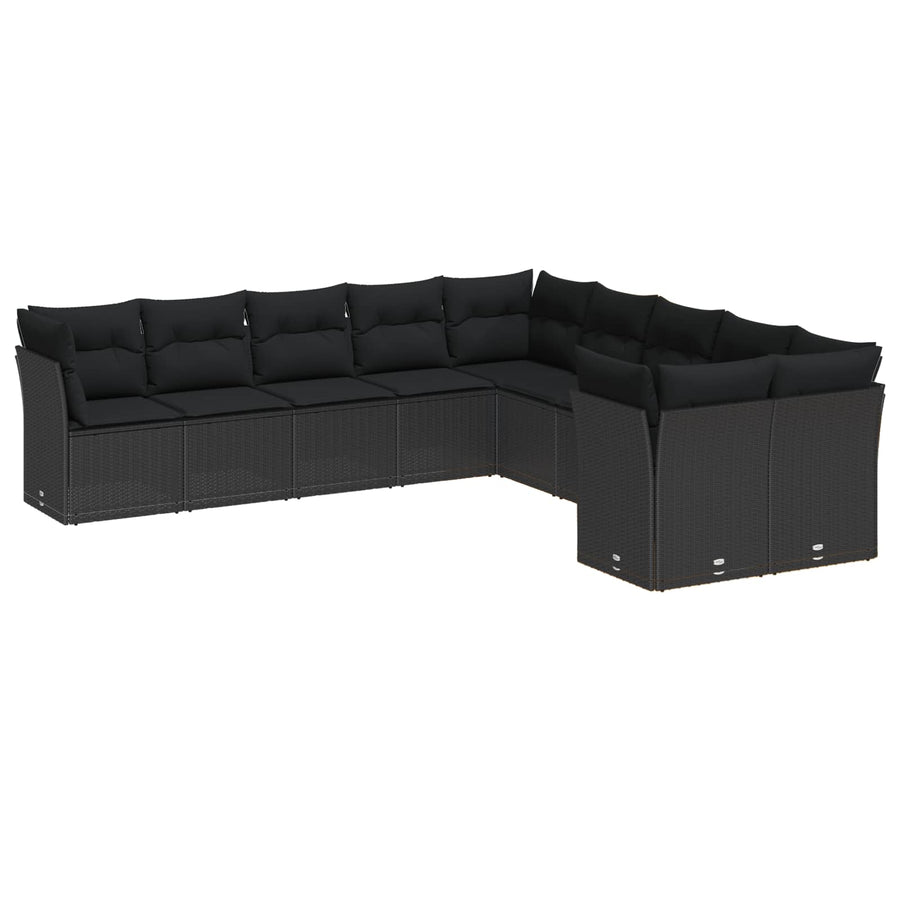 Tuinbankenset 13 pcs Zwart poly rattan