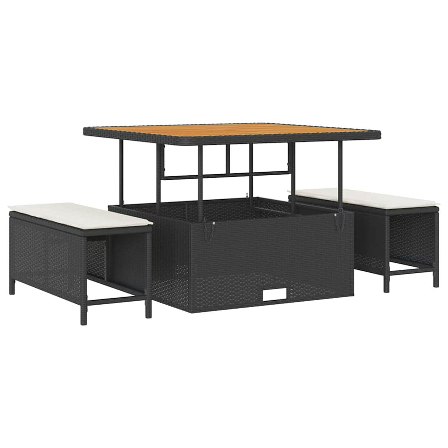 Tuinbankenset 13 pcs Zwart poly rattan