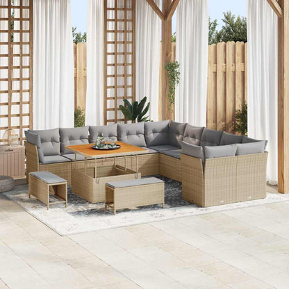 Tuinbankenset 13 pcs Beige poly rattan