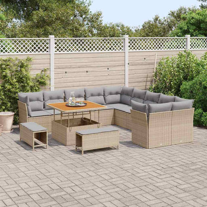 Tuinbankenset 13 pcs Beige poly rattan
