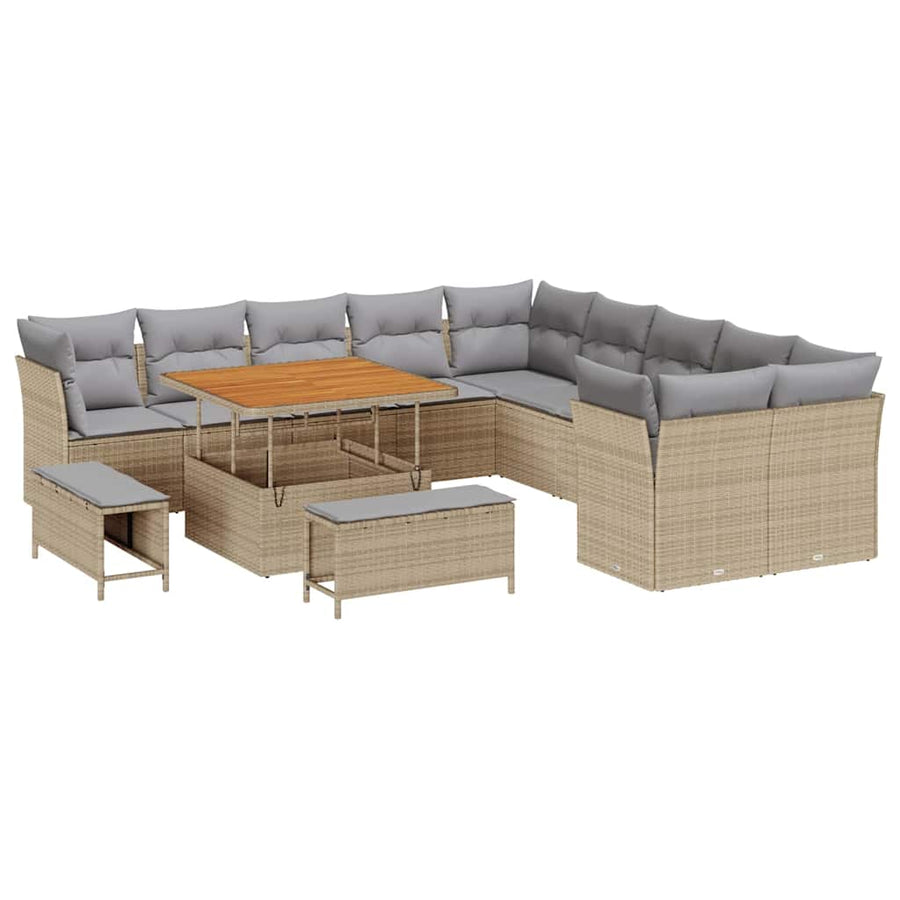 Tuinbankenset 13 pcs Beige poly rattan