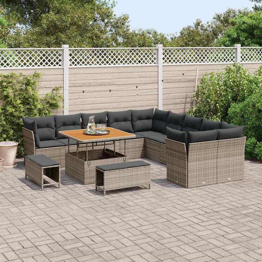 Tuinbankenset 13 pcs Grijs poly rattan