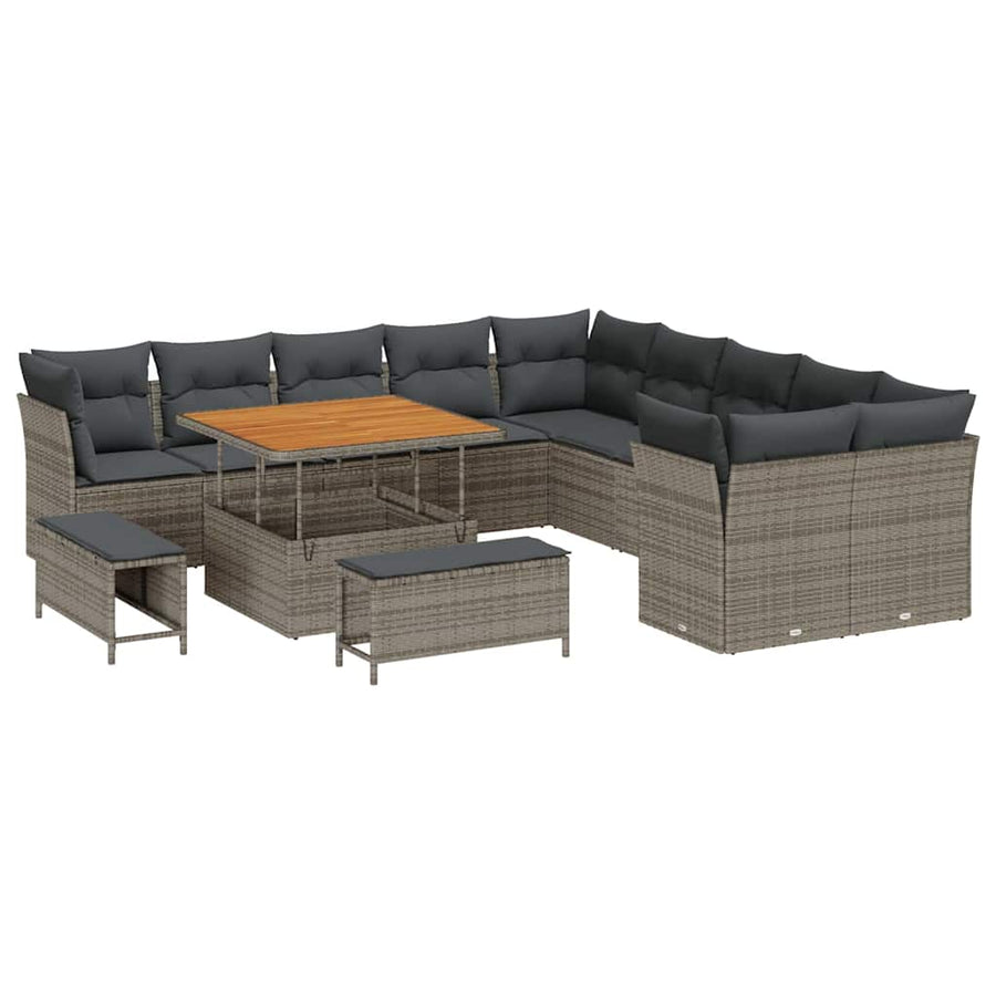 Tuinbankenset 13 pcs Grijs poly rattan