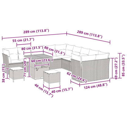 Tuinbankenset 13 pcs Zwart poly rattan