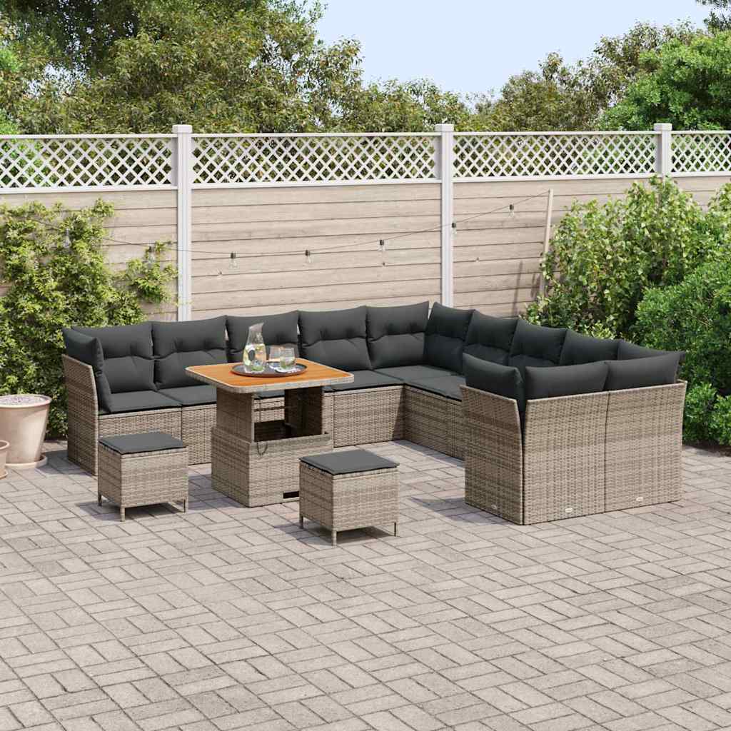 Tuinbankenset 13 pcs Grijs poly rattan