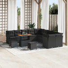 Garden bench set 13 pcs Black poly rattan