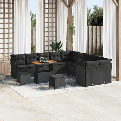 Tuinbankenset 13 pcs Zwart poly rattan