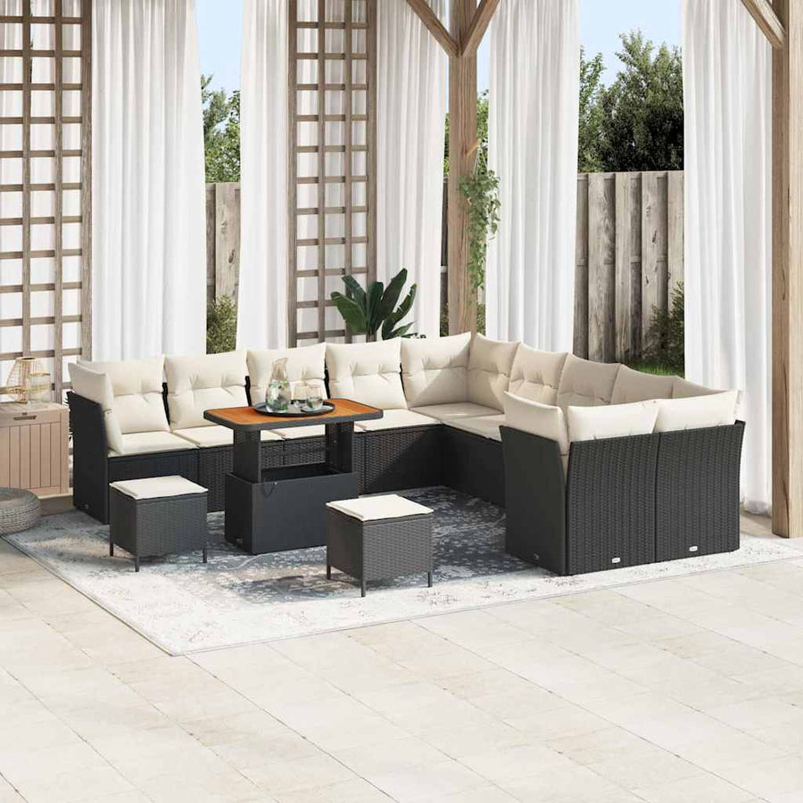 Tuinbankenset 13 pcs Zwart poly rattan