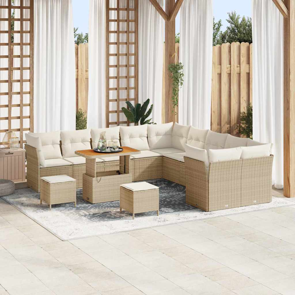 Tuinbankenset 13 pcs Beige poly rattan