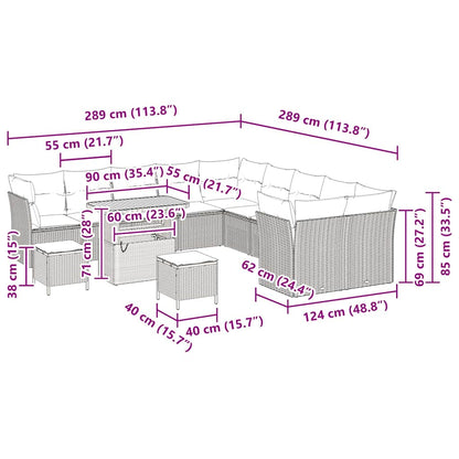Tuinbankenset 13 pcs Grijs poly rattan