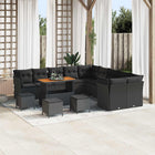 Garden lounge set 14 pcs Black poly rattan