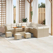Tuinbankenset poly rattan beige 14-delig