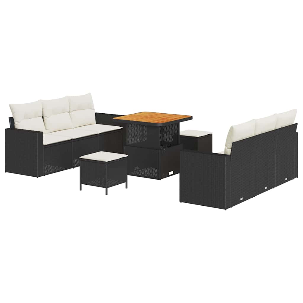 Tuin Sofa Set 9 pcs Zwart poly rattan