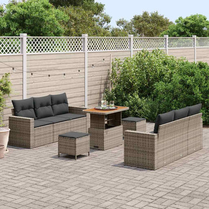 Tuin Sofa Set 9 pcs Grijs poly rattan