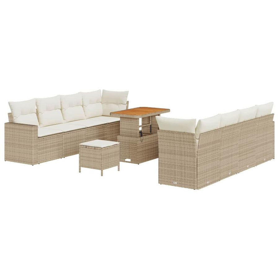 Tuinbankenset 11 pcs Beige poly rattan