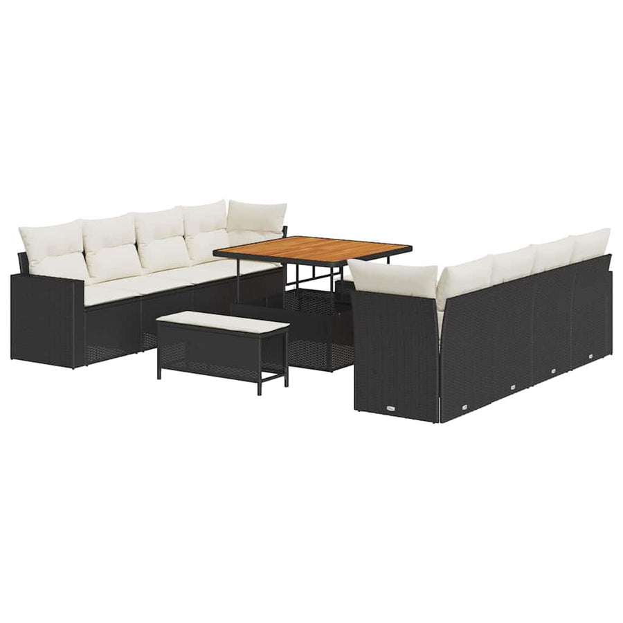 Tuinbankenset 11 pcs Zwart poly rattan