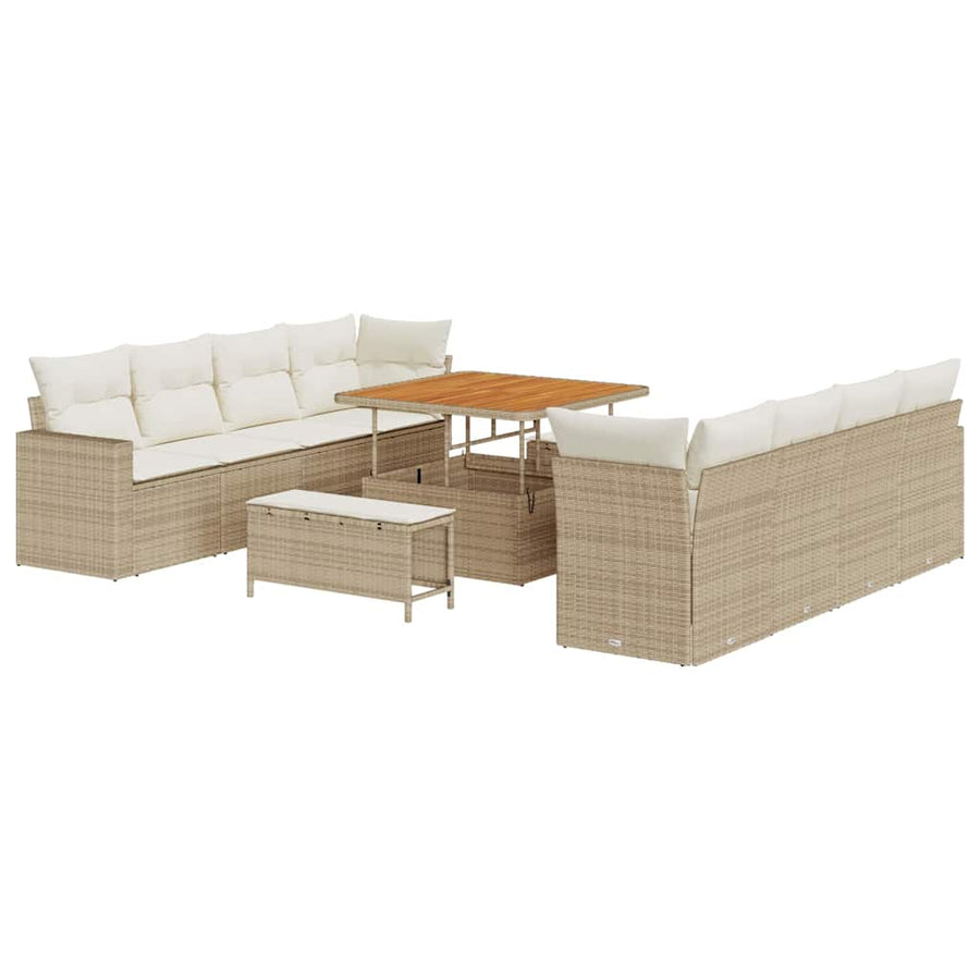 Tuinbankenset 11 pcs Beige poly rattan