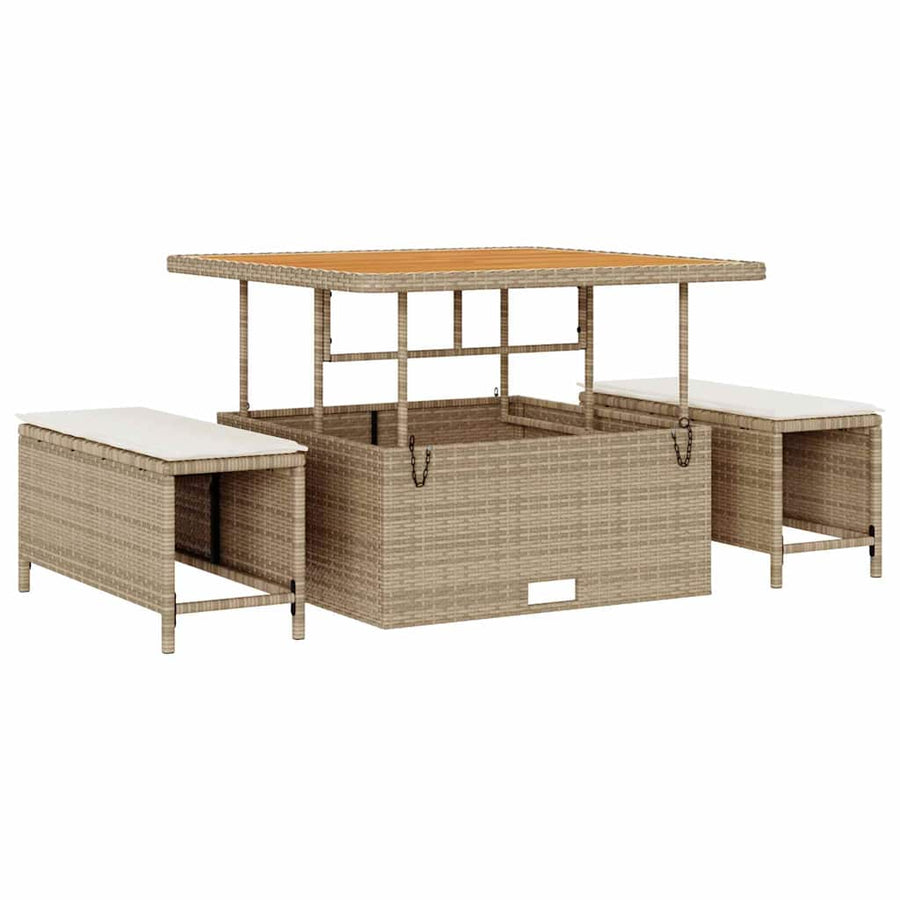 Tuinbankenset 11 pcs Beige poly rattan