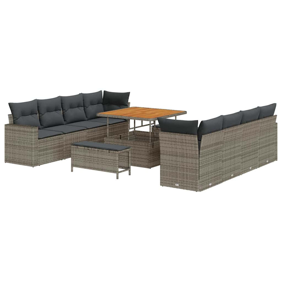 Tuinbankenset 11 pcs Grijs poly rattan