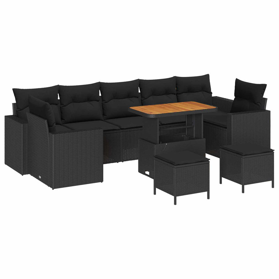 Tuinbankenset 10 pcs Zwart poly rattan