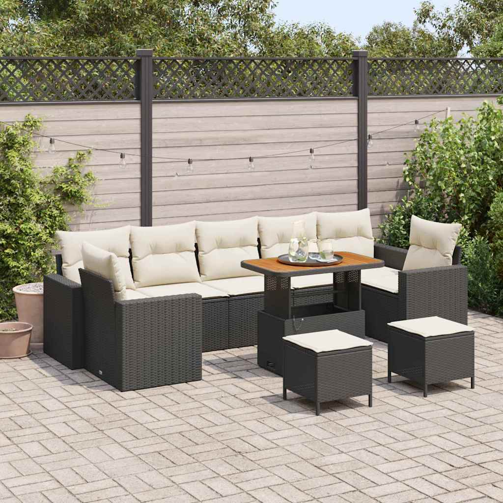 Tuinbankenset 10 pcs Zwart poly rattan
